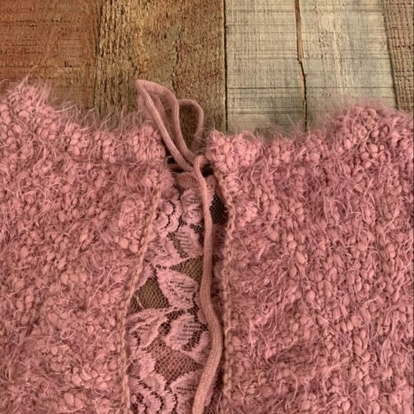 Knox rose women soft eyelash knit long sleeve sweater with lace back detail -M - Picture 7 of 11